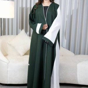 عباية اليوم الوطني كتان خضراء وأبيض