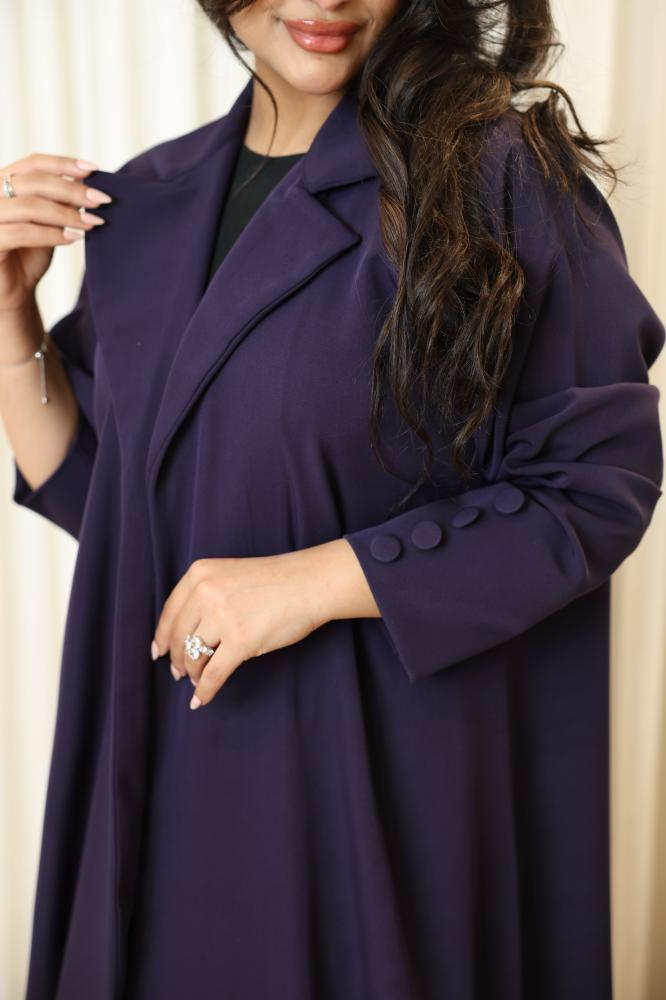 عباية كريب ياباني بنفسجي بتطريز نباتي - الصورة 4