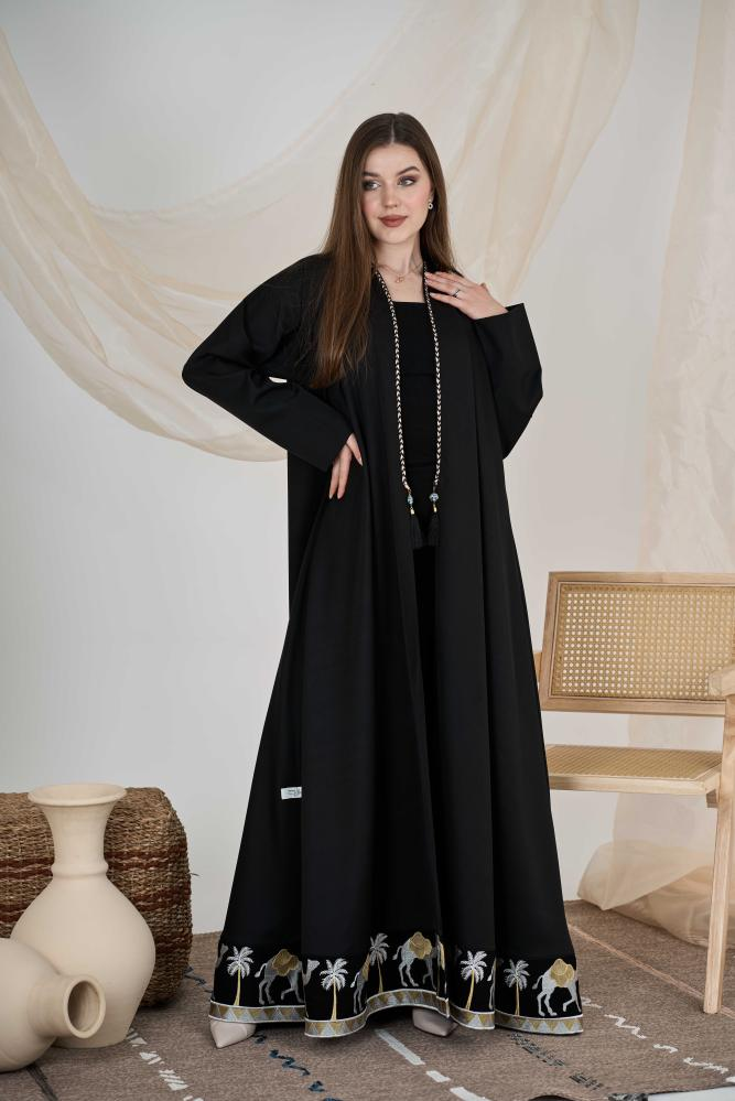 عباية كتان سدو سوداء - الصورة 4