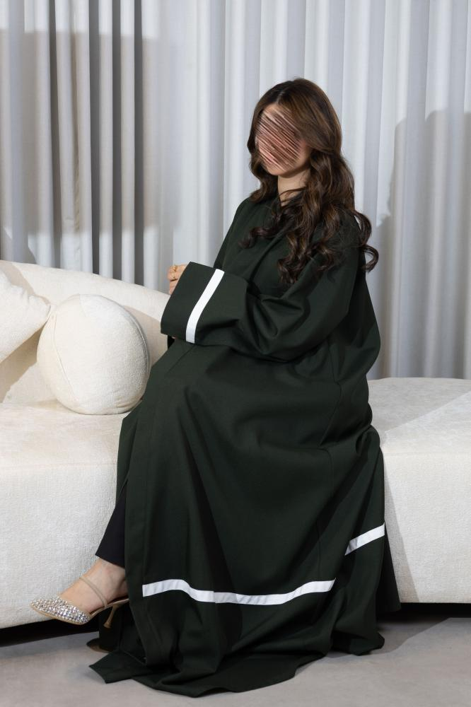 عباية كتان خضراء داكنة - الصورة 2