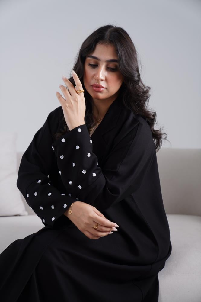 عباية سوداء - قماش كريب كوري - الصورة 4