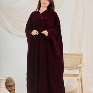 عباية بورغندي قماش جورجينا بلمعة مخملية