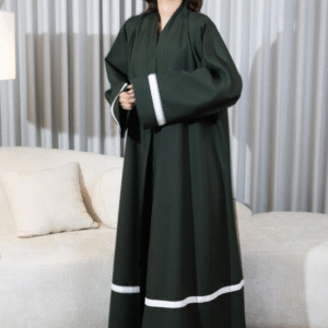 عباية كتان خضراء داكنة