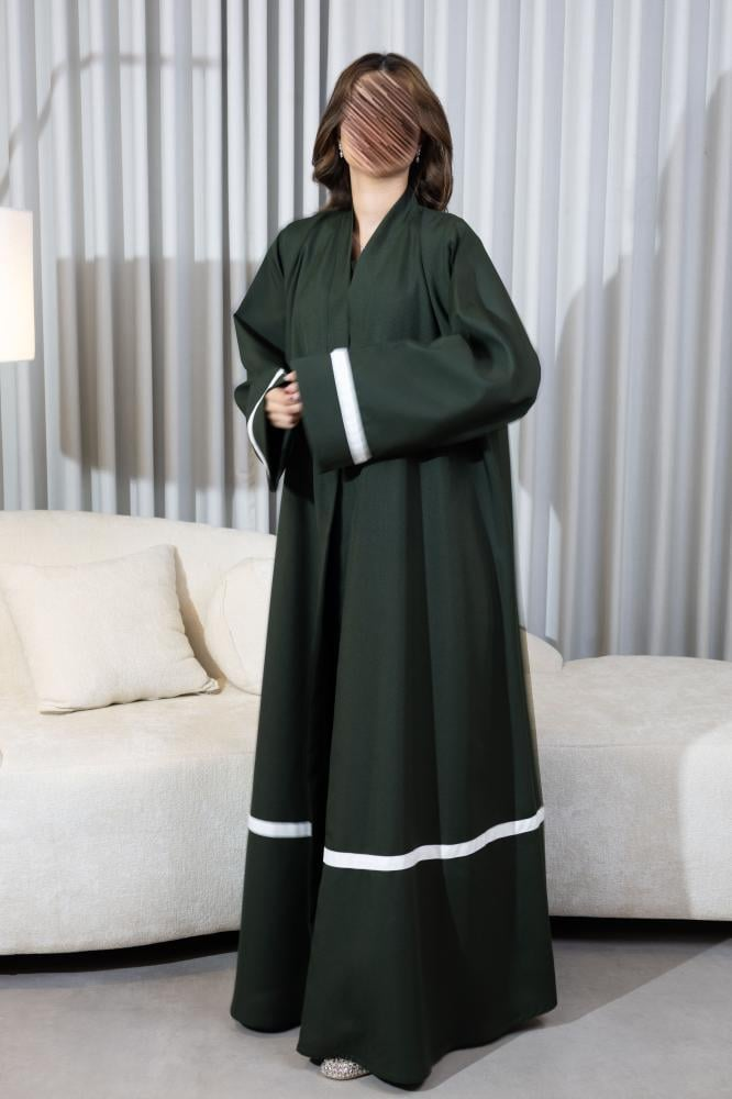 عباية كتان خضراء داكنة