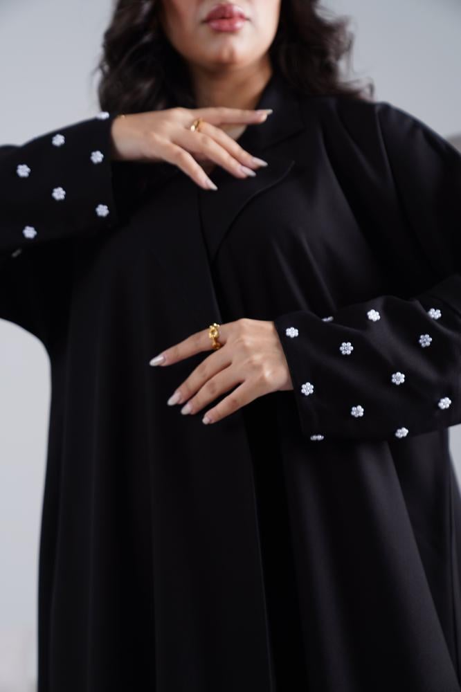 عباية سوداء - قماش كريب كوري - الصورة 2