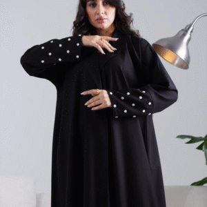 عباية سوداء - قماش كريب كوري