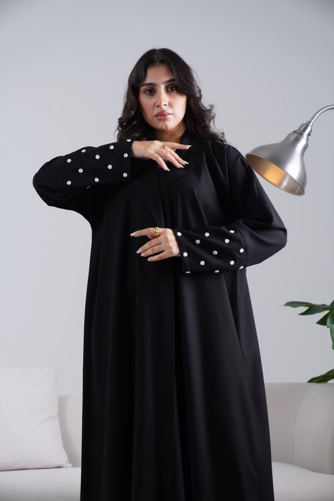 عباية سوداء - قماش كريب كوري