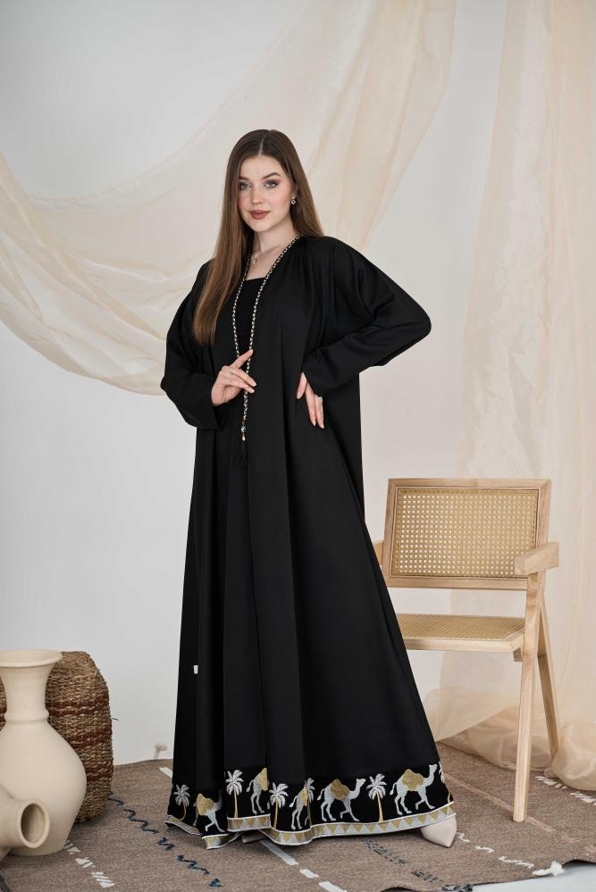 عباية كتان سدو سوداء - الصورة 2