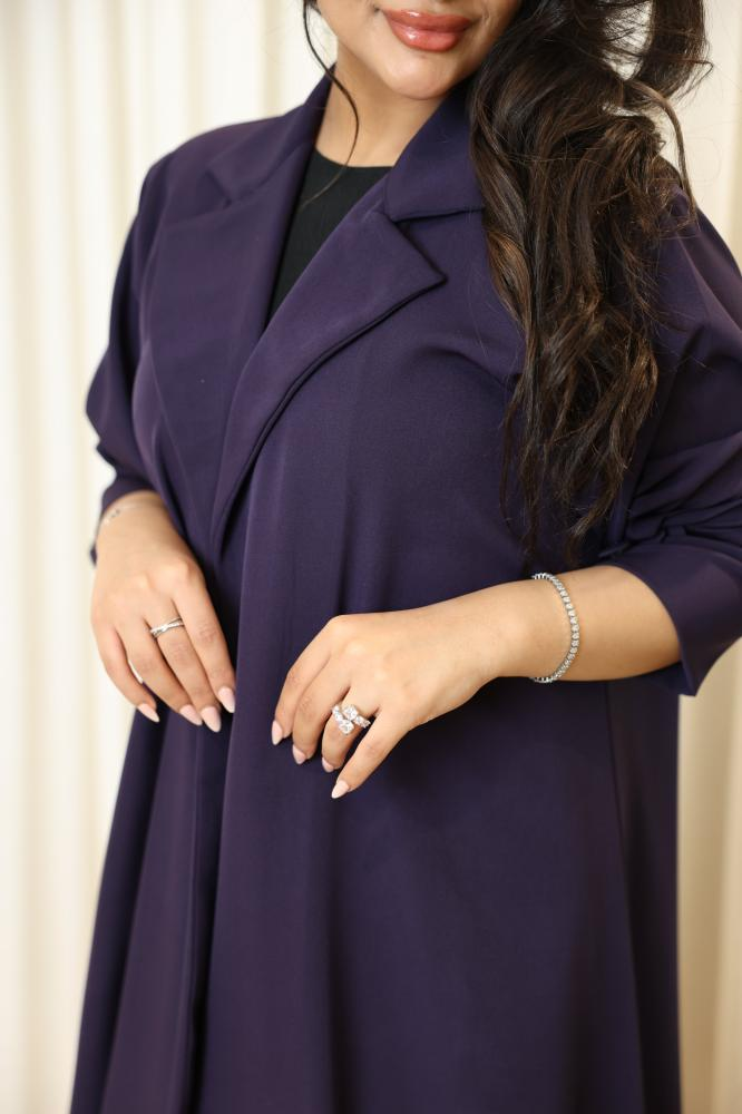 عباية كريب ياباني بنفسجي بتطريز نباتي - الصورة 2