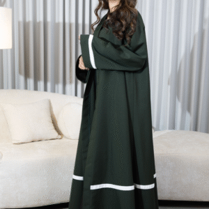 عباية كتان خضراء داكنة